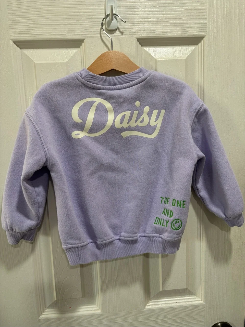 GAP Lavender Daisy Duck Sweatshirt with Yellow Bow